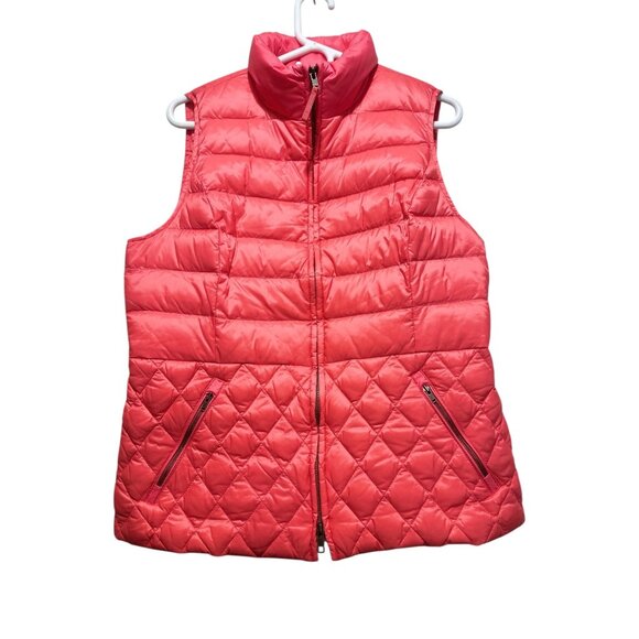 Talbots Down Fill Quilted Vest Womens Medium Salmon Pink Puffer Full Zip Outdoor - Picture 14 of 15